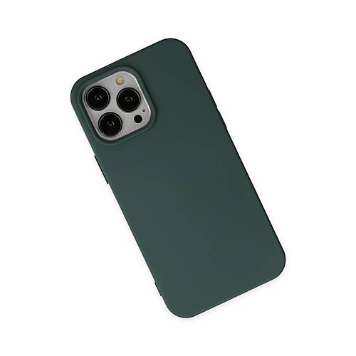 iPhone 14 Pro Max K�l�f Nano i�i Kadife Silikon - Koyu Ye�il