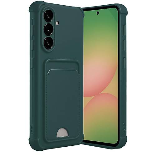 Galaxy A36 K�l�f Kelvin Kartvizitli Silikon - Koyu Ye�il