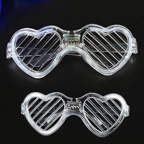 Beyaz LED I��kl� Kalp G�zl�k � 3 Modlu Parti & Glow G�zl���