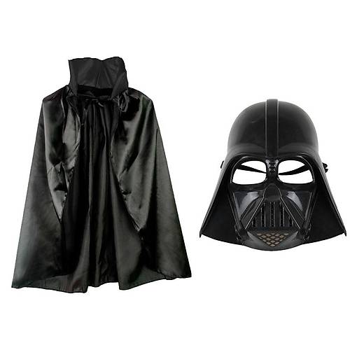 �ocuk Boy Y�ld�z Sava�lar� Star Wars Darth Vader Maskesi ve 90 cm Pelerin Seti Siyah