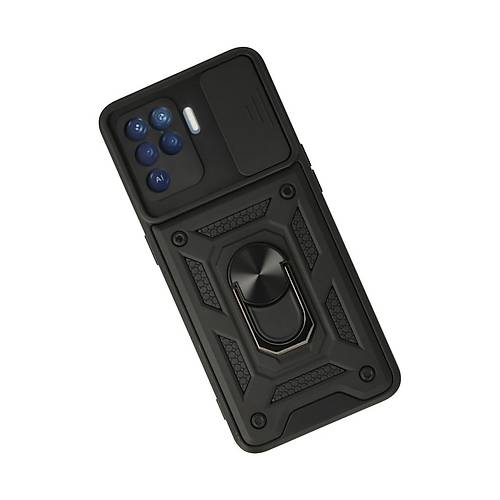 Reno 5 Lite K�l�f Pars Lens Y�z�kl� Silikon - Siyah