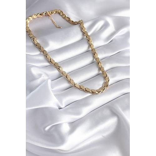 316L �elik Gold Renk Lazer Kesim Arpa Zincir Model Kad�n Kolye