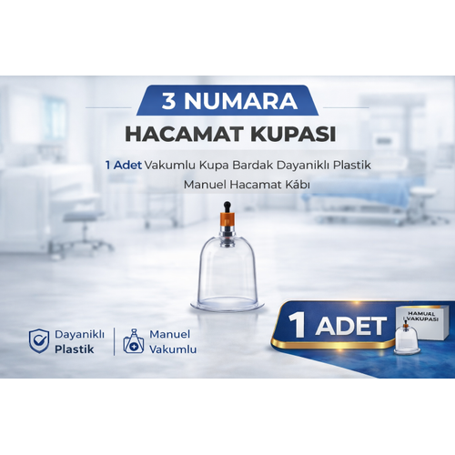 3 Numara Hacamat Kupas� 1 Adet Vakumlu Kupa Bardak Dayan�kl� Plastik Manuel Hacamat Kab�