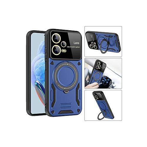 Redmi Note 12 Pro 5G K�l�f Joy Lens Standl� Kapak - Lacivert