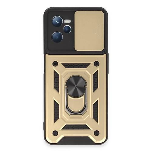 Realme C35 K�l�f Pars Lens Y�z�kl� Silikon - Gold