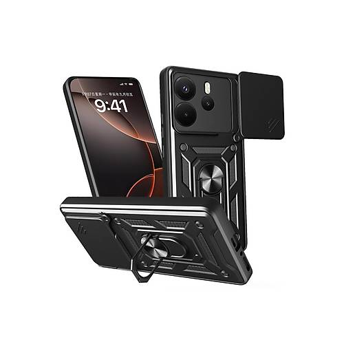 Redmi Note 14 4G Pars Lens Y�z�kl� Silikon - Siyah