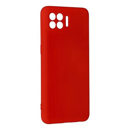 Reno 4 Lite K�l�f Nano i�i Kadife Silikon - K�rm�z�