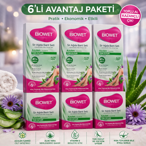 Biowet Sir A�da Bant Seti Azulen Aloe Vera T�m Ciltler ��in 41 Par�a Kolay Kullan�m 6 Paket