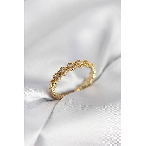 S�ral� �i�ek Model Gold Renk Zirkon Ta�l� Kad�n Y�z�k