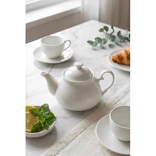 750 ml Beyaz Porselen Demlik & ��k Kahvalt� Ve �ay Saati Sunum Gereci