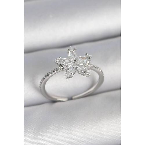 Pirin� G�m�� Renk Zirkon Ta�l� Y�ld�z Model Ayarlanabilir Kad�n Y�z�k