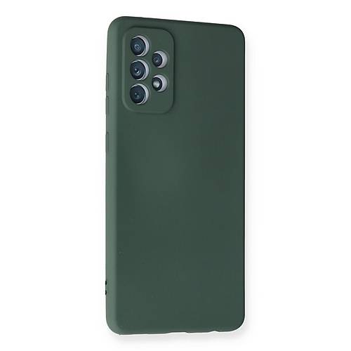 Galaxy A72 K�l�f Nano i�i Kadife Silikon - Koyu Ye�il