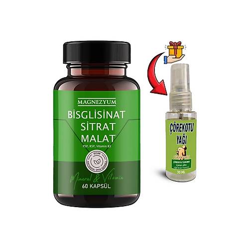 Magnezyum 1 Ad Bisglisinat magnezyum sitrat malat & vitamin b2 B3 B6 Caps 60l� + ��rek Otu Ya�