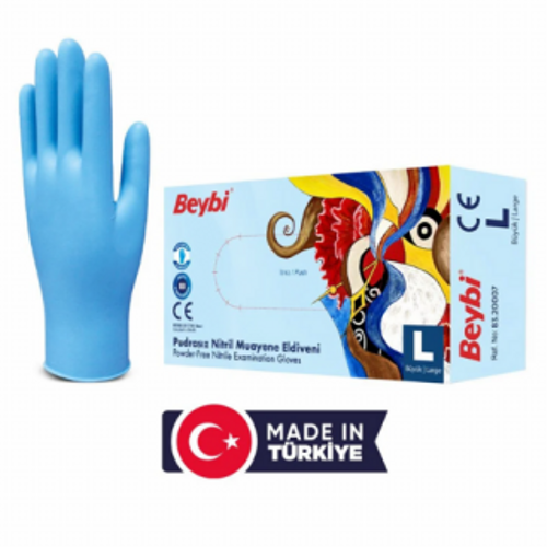 Pudras�z Nitril Muayene Eldiveni - Large (B�y�k Boy)