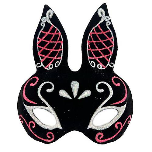 Siyah Renk K�rm�z� Beyaz Simli Siyah S�et Kaplama Tav�an Maskesi 18x16 cm