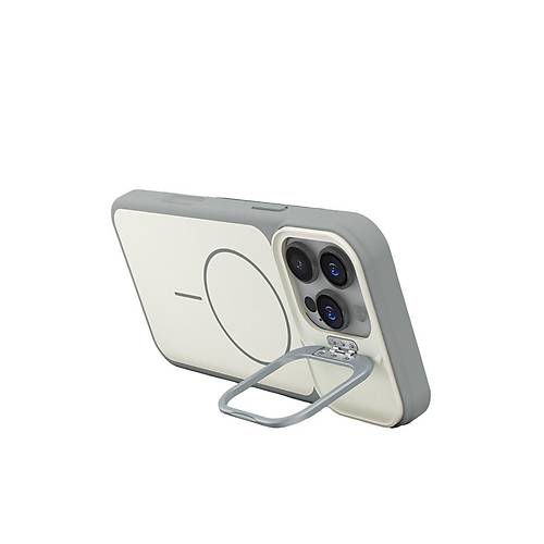 iPhone 16 Pro Max Pale Magsafe Standl� Kapak - Beyaz
