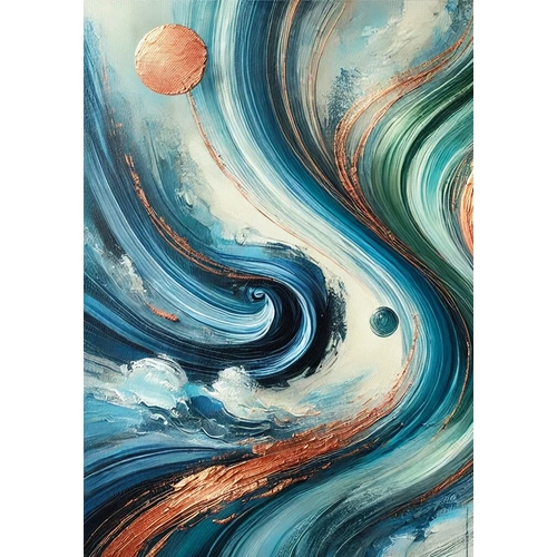 Turuncu Ye�il Mavi Soyut Kanvas Tablo 70x100cm