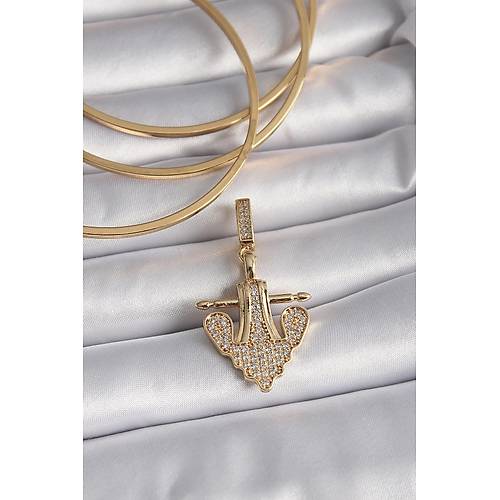 Pirin� Gold Renk Zirkon Ta�l� �apa Model Ajda Charm