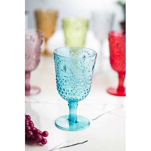 Akrilik Renkli 6'l� Kadeh & Su Me�rubat Kahve Yan� Barda�� 450 ml ( Cam De�ildir )