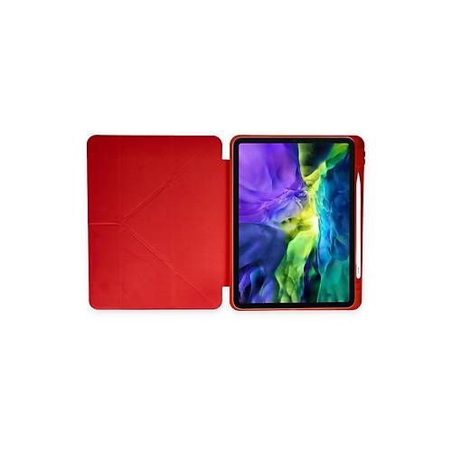 iPad Pro 12.9 (2021) K�l�f Kalemlikli Mars Tablet K�l�f� - K�rm�z�