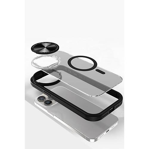 iPhone 11 K�l�f Teleskop Lens Magsafe Silikon Kapak - Siyah