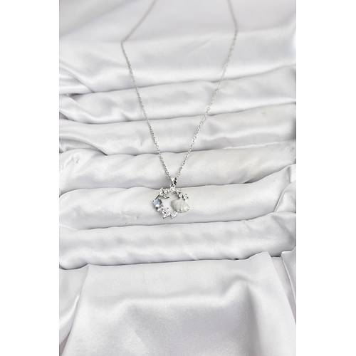 316L �elik Zincir G�m�� Renk Deniz Tema Model Zirkon Ta�l� Kad�n Kolye