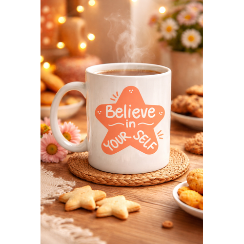 Believe in Yourself Porselen Kupa MODEL 127 � Motivasyon Mesajl�, Kahve & �ay Kupas�, Sevdiklerine Anlaml� Hediye
