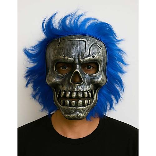 Wild Skull - G�m�� Kafatas� Mavi Sa�l� �skelet Maske