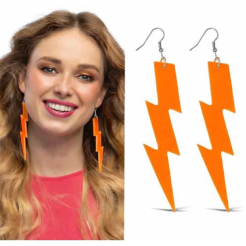 80�ler 90'lar Retro Neon Turuncu �im�ek K�pe 10 cm