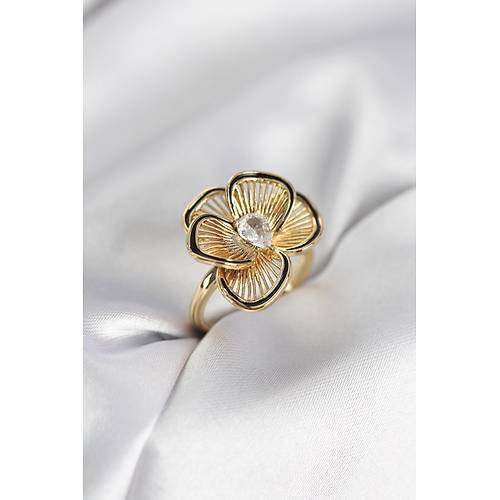 Gold Renk �i�ek Model Vintage Kad�n Y�z�k