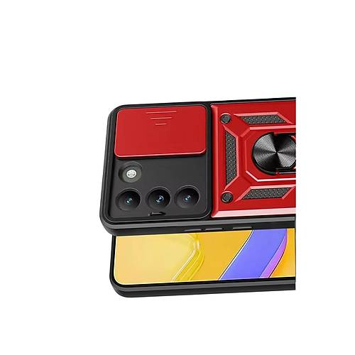 V30 Lite 4G Pars Lens Y�z�kl� Silikon - K�rm�z�