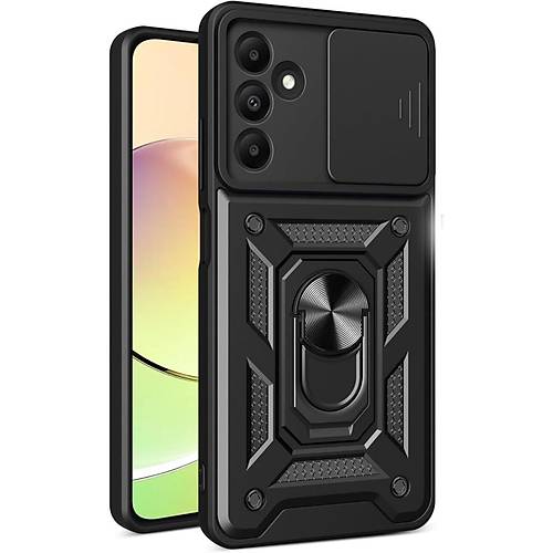 Galaxy M15 K�l�f Pars Lens Y�z�kl� Silikon - Siyah
