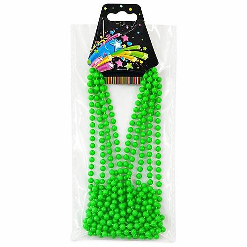 Neon Ye�il Boncuk Kolye 80 cm � Retro 80�ler 90�lar Parti Aksesuar�