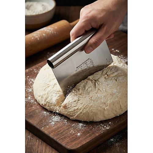 Paslanmaz �elik �l�� Rehberli Hamur Kesici & Hamur �ekillendirici Spatula (11x14 cm)