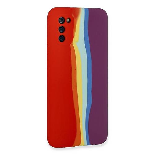 Galaxy A03S K�l�f Ebruli Lansman Silikon - K�rm�z�-Mor