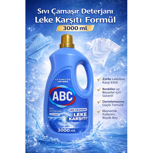 S�v� �ama��r Deterjan� Leke Kar��t� Etkili Temizlik T�m Giysiler ��in 3000 ml