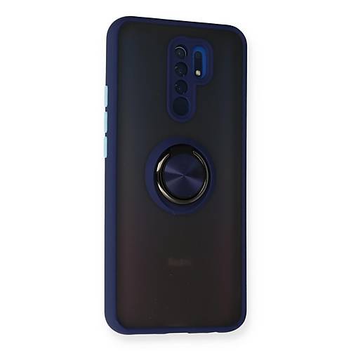 Redmi 9 K�l�f Montreal Y�z�kl� Silikon Kapak - Lacivert