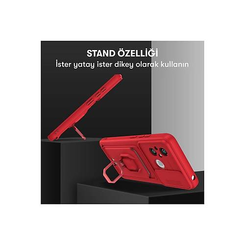 Redmi 12C K�l�f Zuma Kartvizitli Y�z�kl� Silikon - K�rm�z�