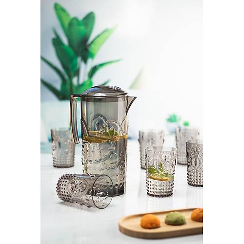 Akrilik F�me S�rahi 2,3 lt Ve 6'l� & Su Me�rubat Kahve Yan� Barda�� 400 ml Seti ( Cam De�ildir )