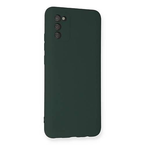 Galaxy A03S K�l�f Nano i�i Kadife Silikon - Koyu Ye�il