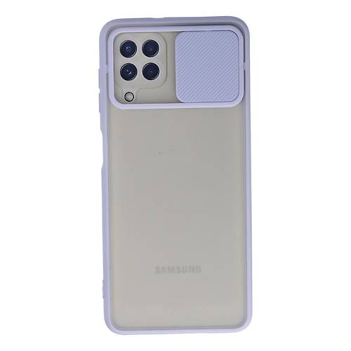 Galaxy A22 K�l�f Palm Buzlu Kamera S�rg�l� Silikon - Lila