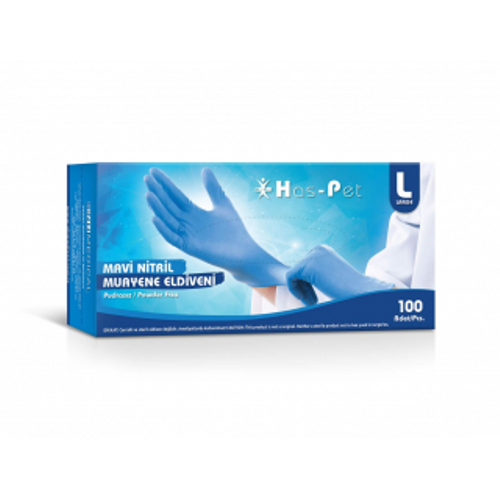 Haspet - Nitril Mavi Muayene Eldiveni - Large 100'l�