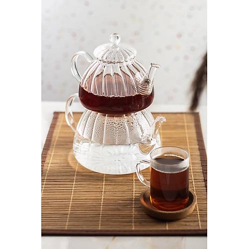 Ginata Isaya Dayan�kl� Borosilikat Cam �aydanl�k 750 / 1300 ML