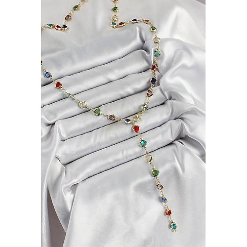 Pirin� Gold Renk Kar���k Renk Zirkon Ta�l� Kalpli Y Kad�n Kolye