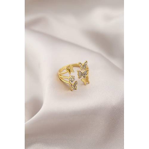 Gold Renk Metal Kelebek Model Kad�n Y�z�k