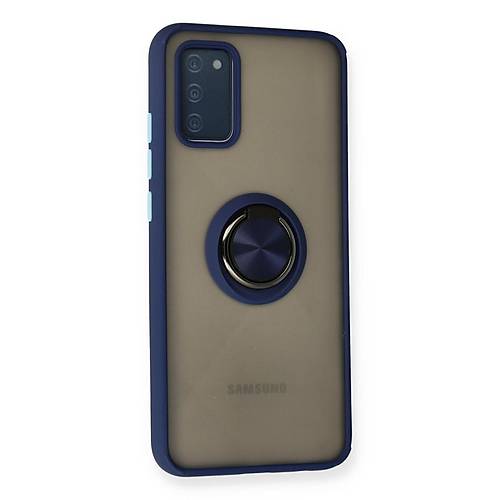 Galaxy A02S K�l�f Montreal Y�z�kl� Silikon Kapak - Lacivert