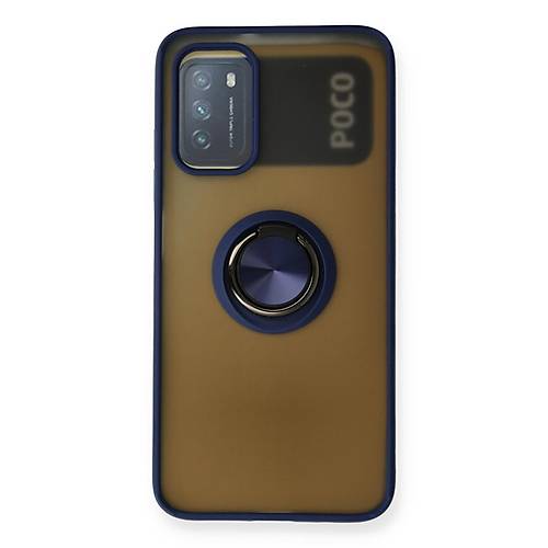 Redmi 9T K�l�f Montreal Y�z�kl� Silikon Kapak - Lacivert