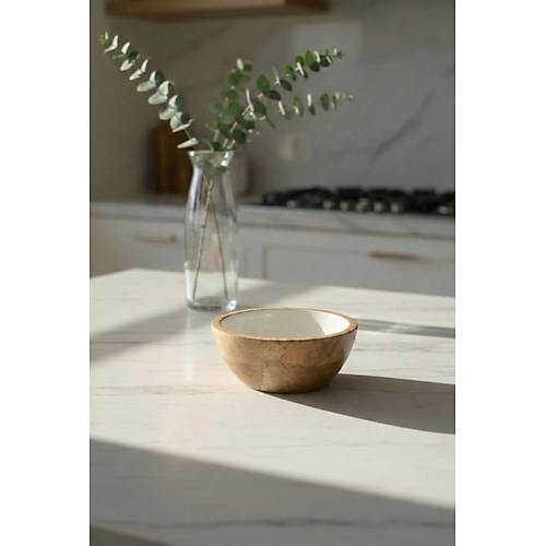 Mango Agac� Sunum Servis Kasesi & Dekoratif Kase 20 Cm Krem