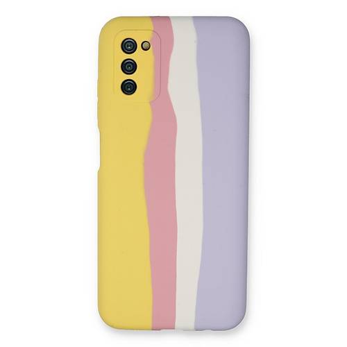 Galaxy A03S K�l�f Ebruli Lansman Silikon - Sar�-Mavi