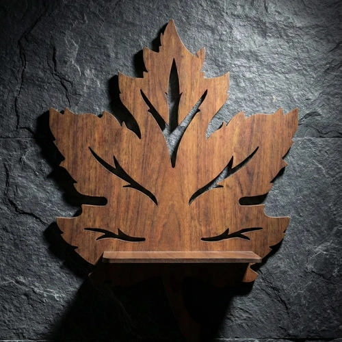 Dekoratif Yaprak Duvar Raf� MDF Lazer Kesim Duvar S�s� Mini Raf Bitki ve Obje Stand�